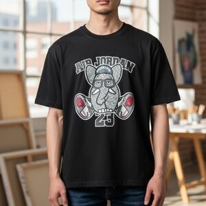 Jordan Air Jordan Brooklyn 23 Graphic Cotton Black Men's T-Shirt Size G Crew Sh…